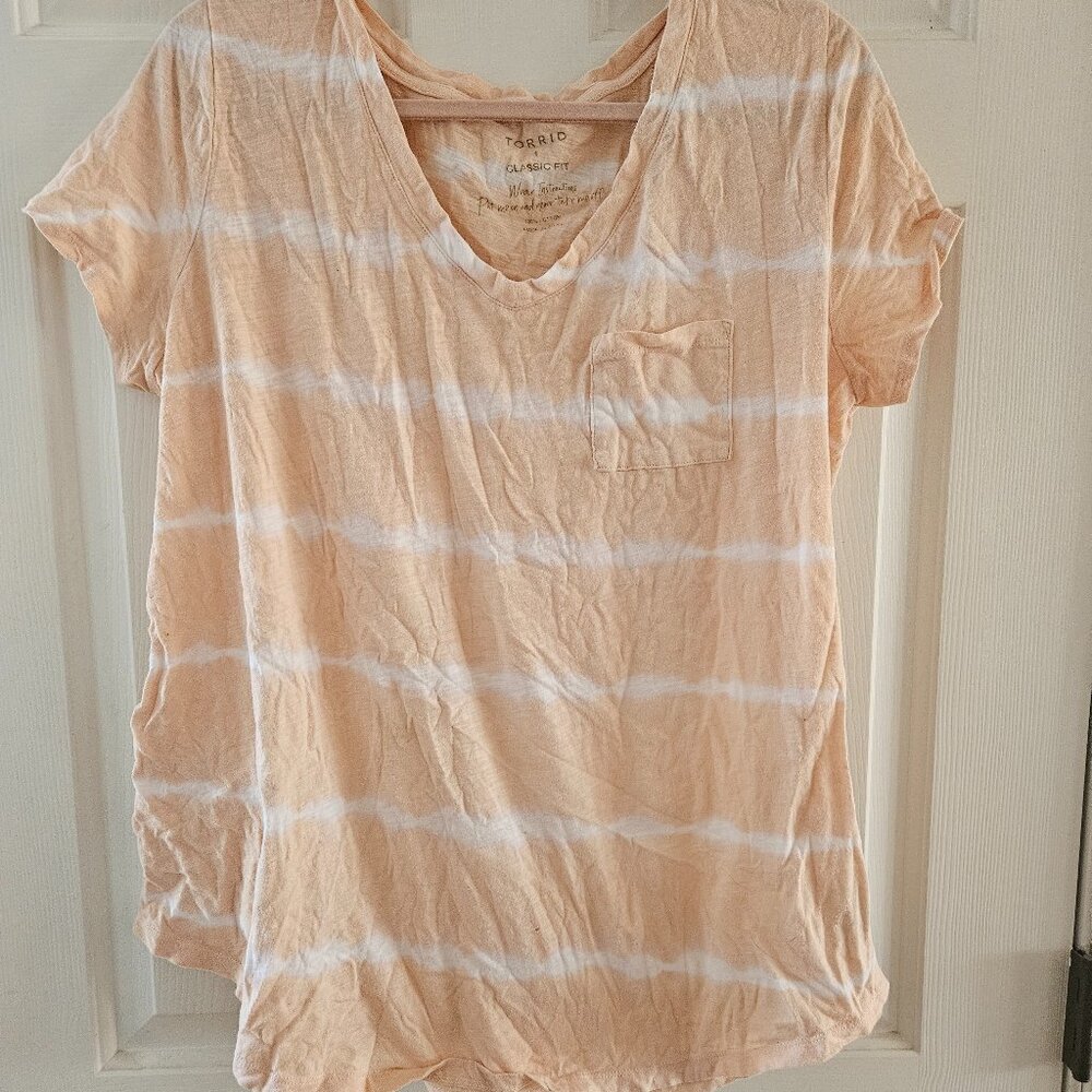 Torrid Classic Fit Striped Short Sleeve Top